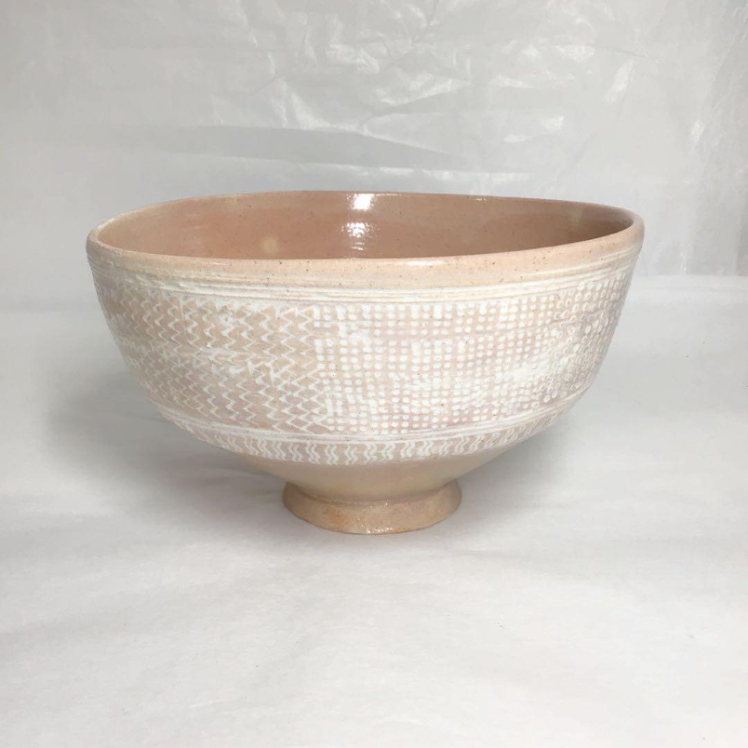 【茶道具】松古窯 松阪萬古 佐久間勝山作 御本花三島茶碗