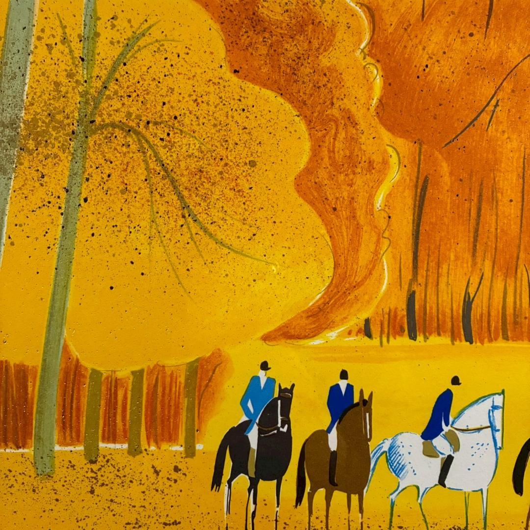 美品 セルジュ・ラシス「秋の遠乗り」リトグラフ 直筆サイン入り