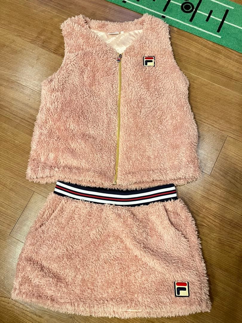 レア！フィラ FILA ボアベスト スコート セットアップ ピンク モコモコ L