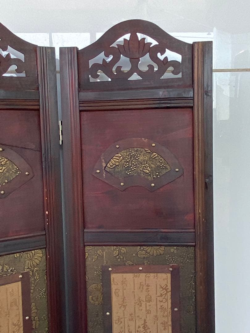 唐物 中国风の骨董品木屏風　年代不詳、骨董品　入手困難　割引相談可2