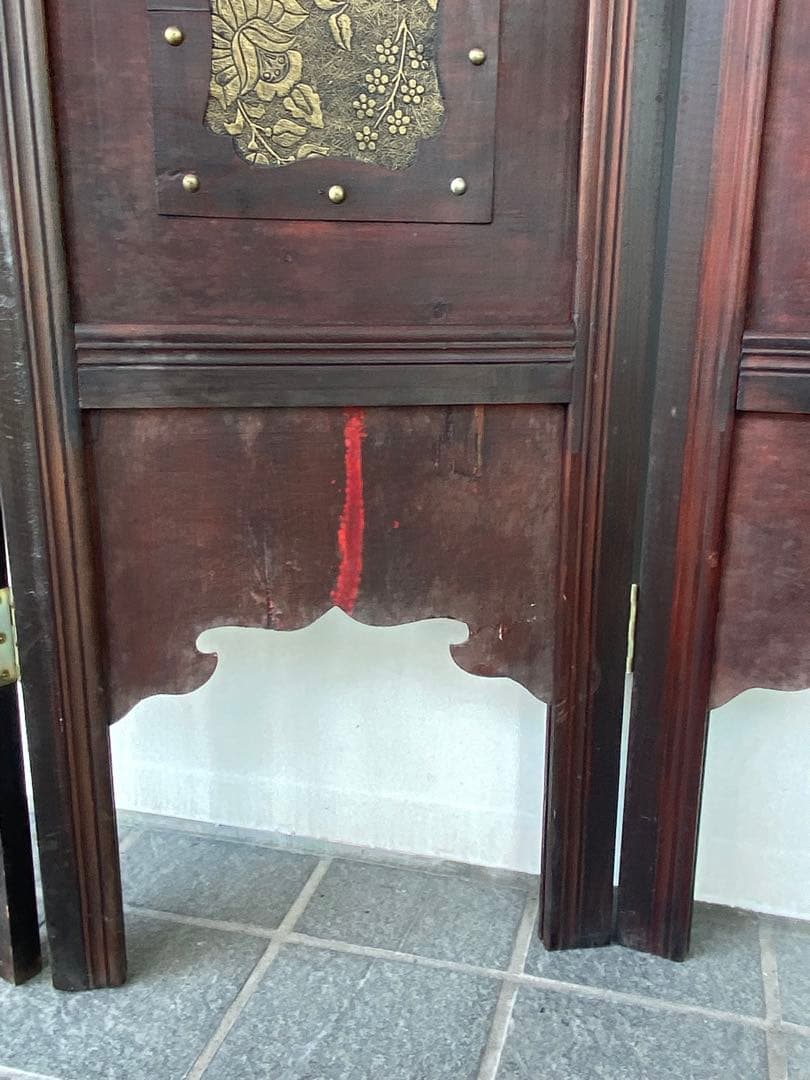 唐物 中国风の骨董品木屏風　年代不詳、骨董品　入手困難　割引相談可2