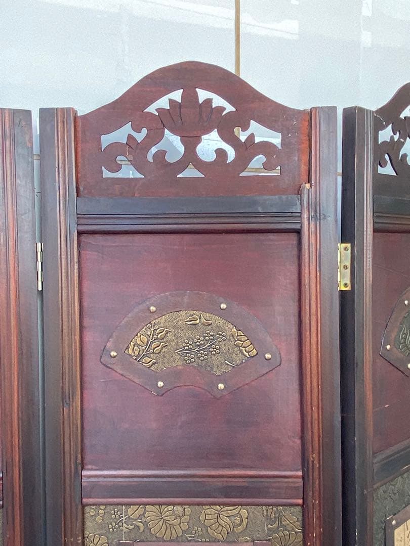 唐物 中国风の骨董品木屏風　年代不詳、骨董品　入手困難　割引相談可2