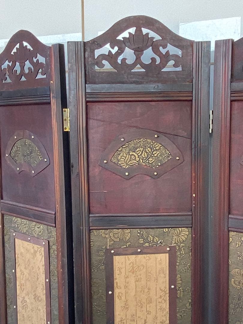 唐物 中国风の骨董品木屏風　年代不詳、骨董品　入手困難　割引相談可2