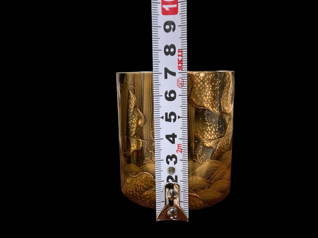 茶道具 金地 滝山水蒔絵 中次 奥野雄山 棗 雄山作 漆器 金蒔絵 茶器