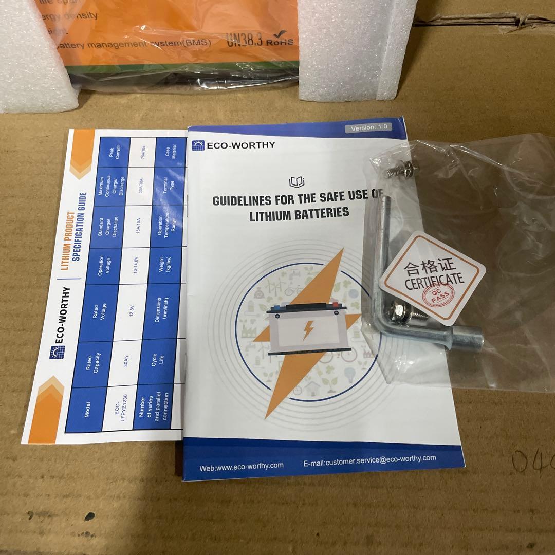 ECO-WORTHY リン酸鉄リチウム電池 12.8v 30Ah