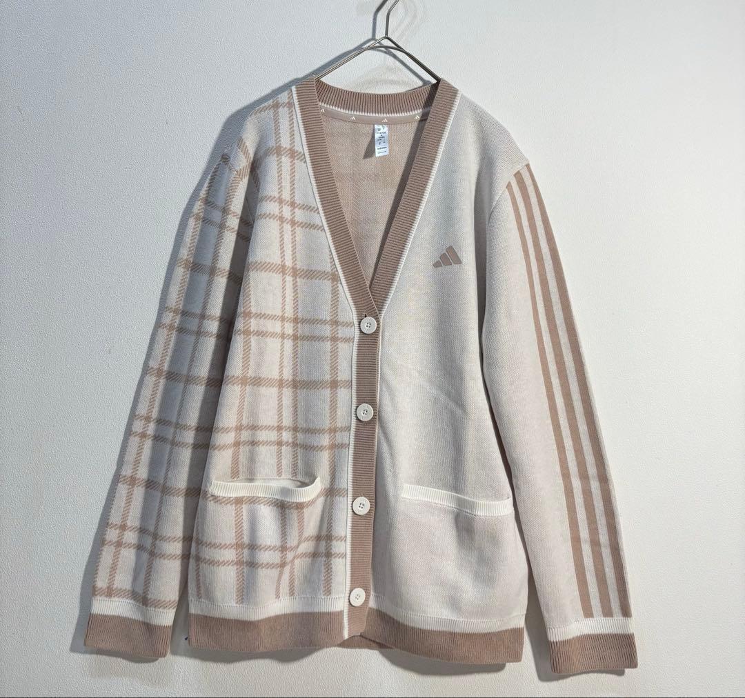 新品adidas ゴルフ　上品なクラシックスタイルセットアップ チェック　ニット