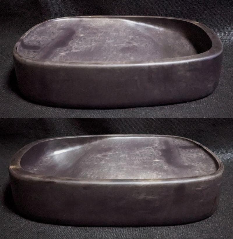 【端渓硯】◆蕉葉白・胭脂暈・雨滴青花・魚脳凍・金線の美石◆唐木天地蓋◆約十吋楕硯