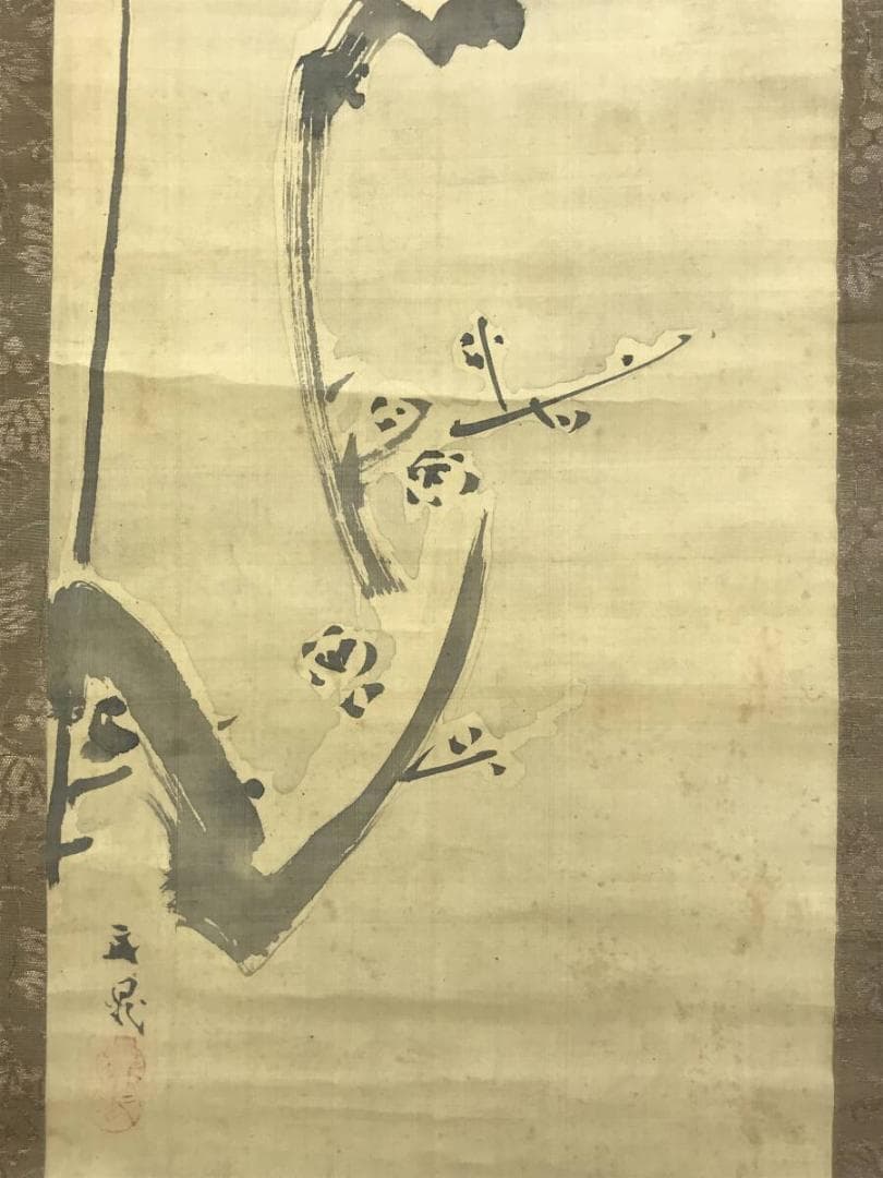 模写/谷文晁/雪後梅月図/月下梅花図/花図/掛軸☆宝船☆AH-726