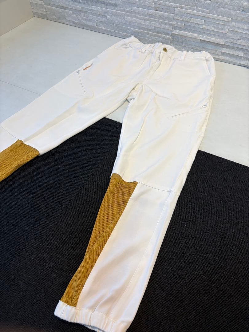 ゴルフパンツ ホワイト ブラウンアクセント レザレクション