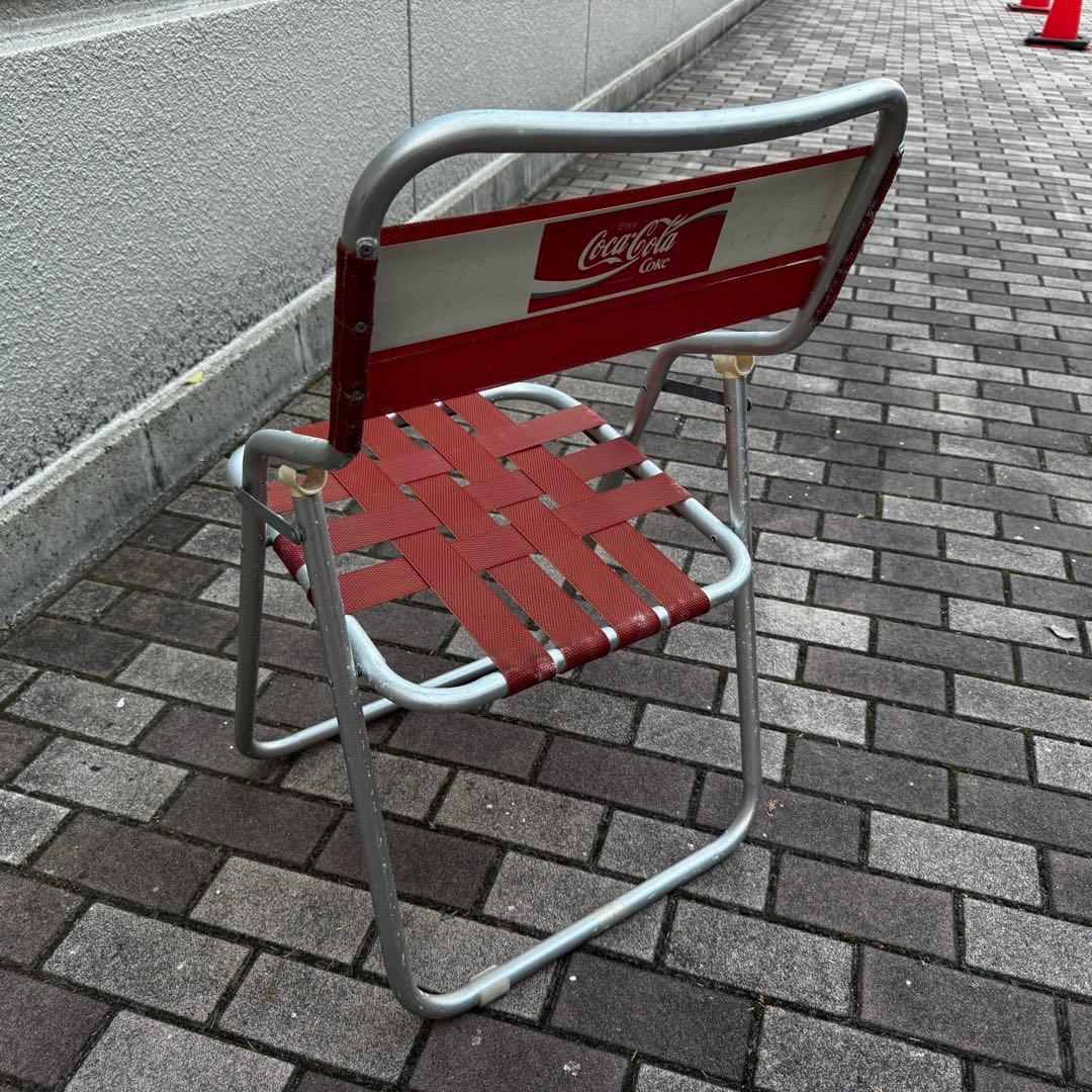 コカコーラ　 折りたたみチェア 赤　パイプイス　ヴィンテージ　2脚セット　中古