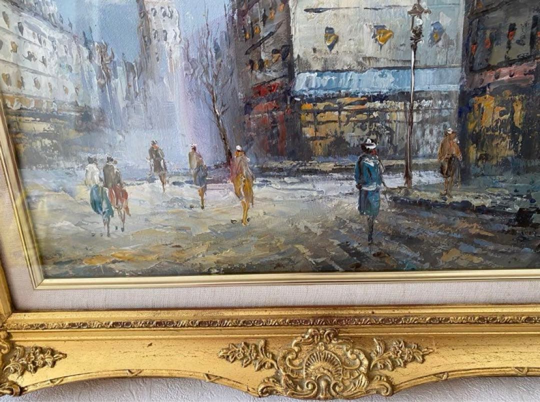 C.WINSONウィンソン作 油絵 「パリ・モンマルトルの丘」 サイン肉筆