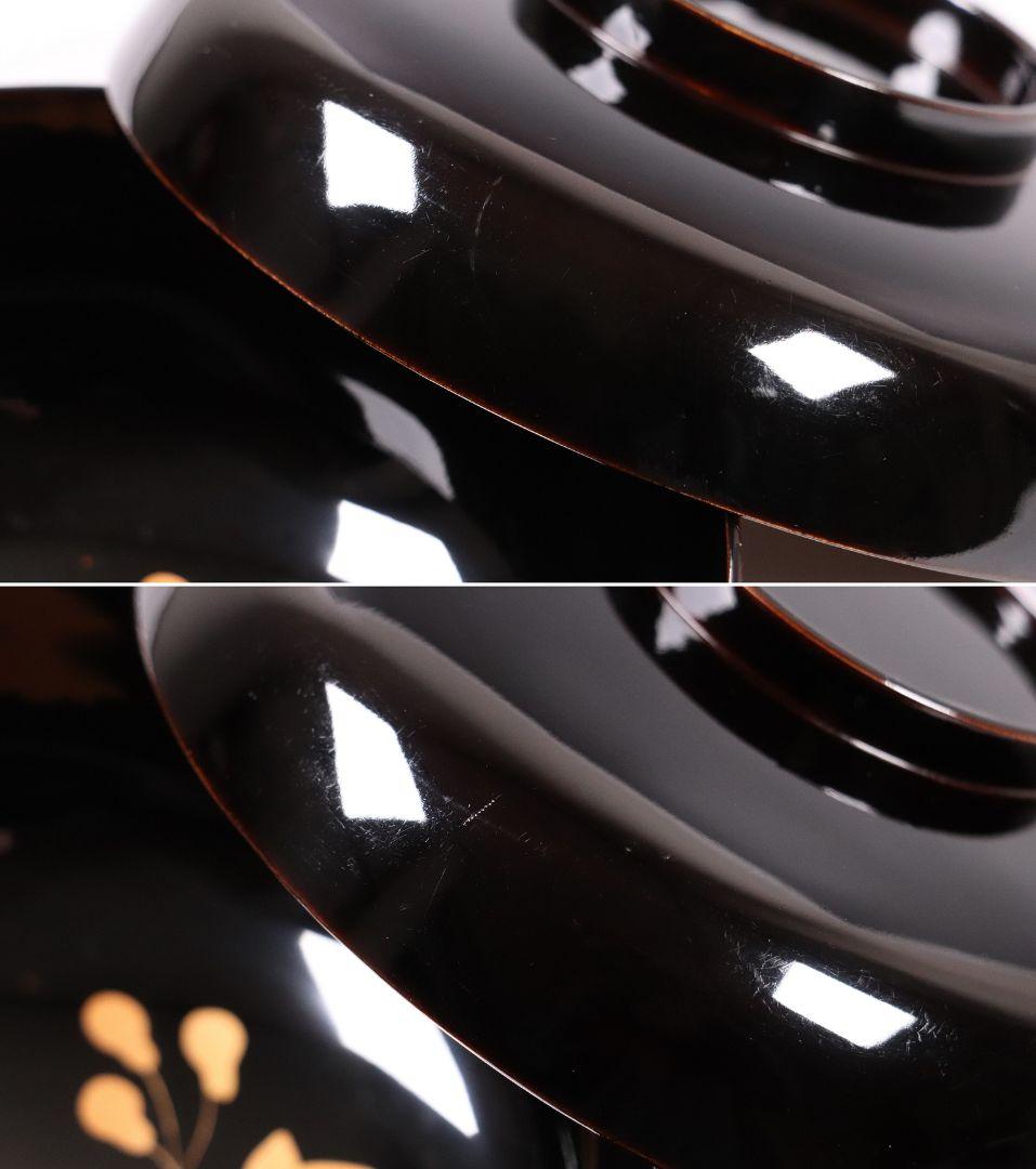 CL31 輪島塗 諫鼓鶏金蒔絵 黒塗椀 二客 木製漆器 鶏 太鼓 草花 梨地