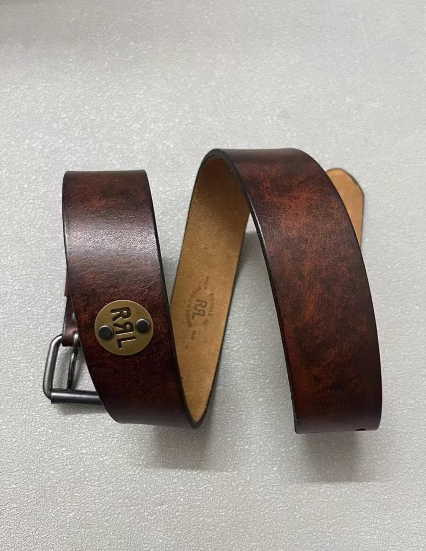 RRL (ダブルアールエル) レザーベルト ブラウン