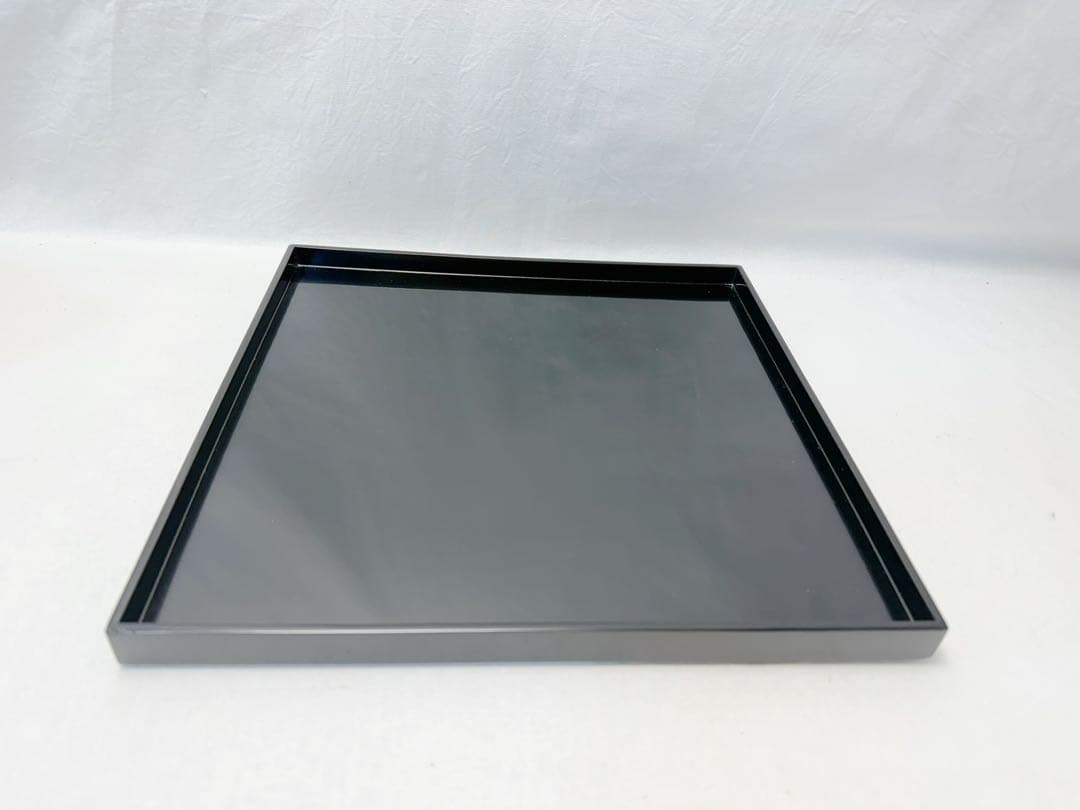 美品 懐石道具 輪島塗り 木製黒真塗 会席膳 四方膳 5客揃 銘々盆