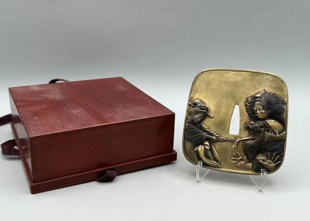 時代名品 浄明軒 鈴木容光刻 閻魔舌抜き図大鍔 鐔 日本刀 刀装具 刀剣 武具