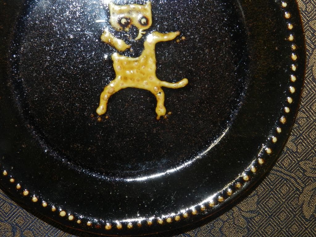 K92 人気作家 舩木研兒 陶板 『 猫 』 民藝 額装 壁掛 真作保証