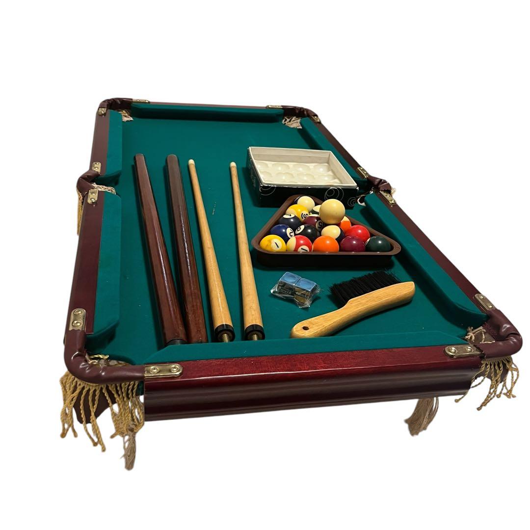 ✨【良品】ミニビリヤード台　一式　キュー2本　組み立て簡単