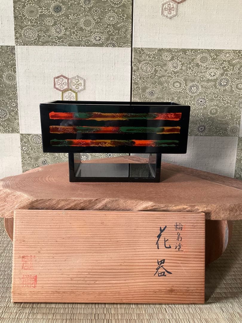 輪島塗　花器　脚付き花器　フラワーベース　アンティーク