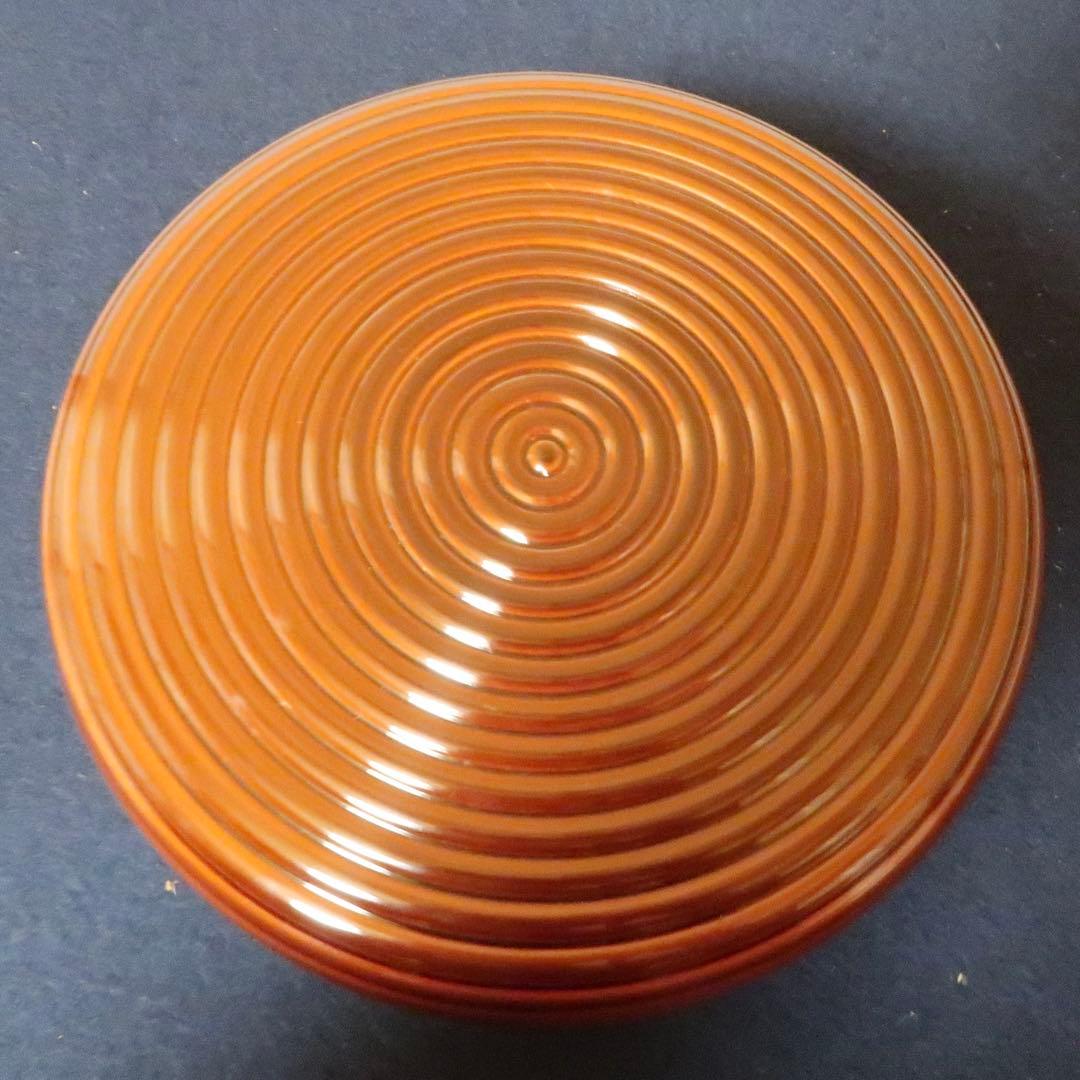 【茶道具】溜ロクロ目丸食籠　木箱なし