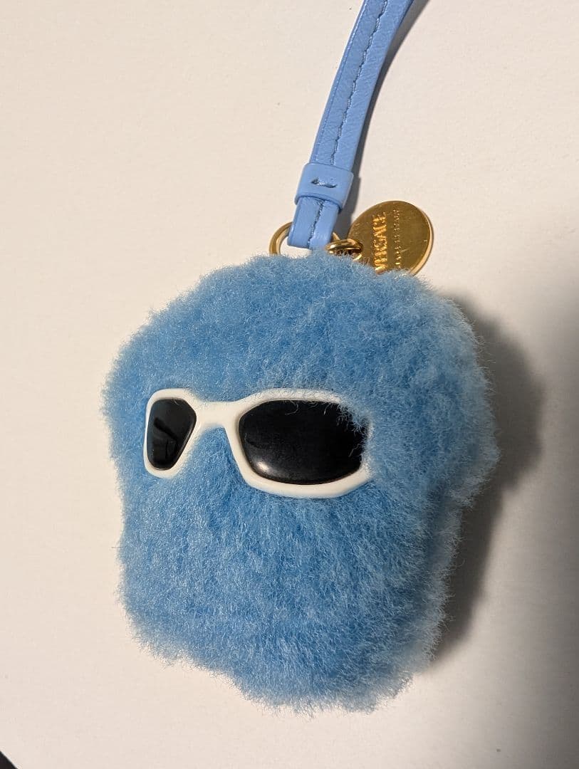 VERSACE ブルー メドゥーサ フラッフィー チャーム キーホルダー