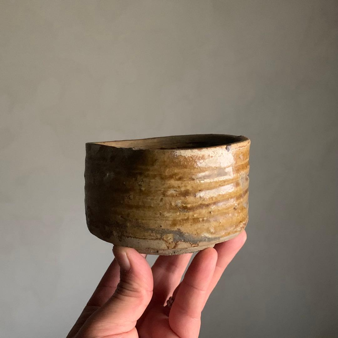 美濃 飴釉 半筒 茶碗 野香炉 江戸初〜前期 古美術 古道具 アンティーク