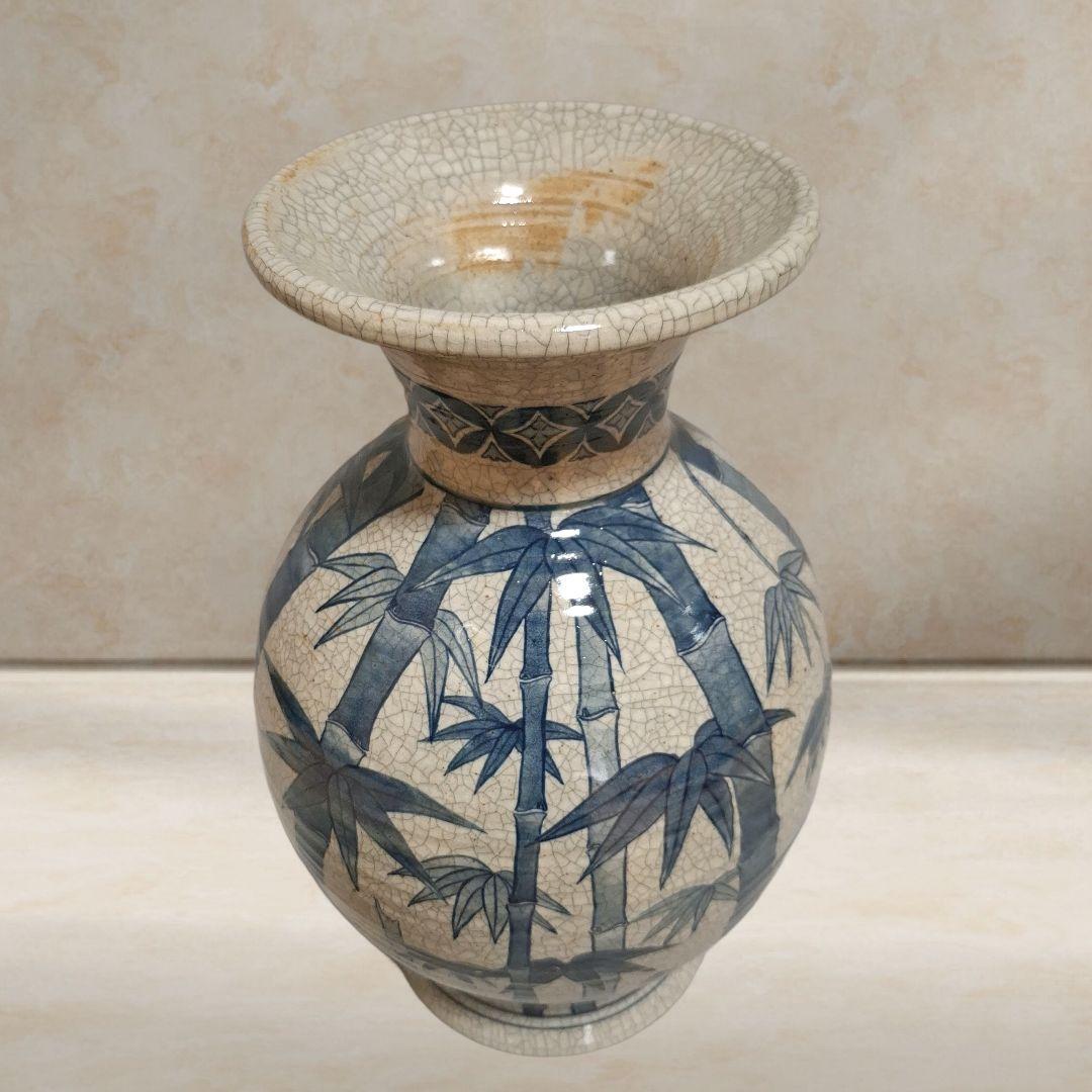 有田焼　花瓶　美術品　花器　インテリア　竹柄　深水作　置物　壺　骨董　床の間