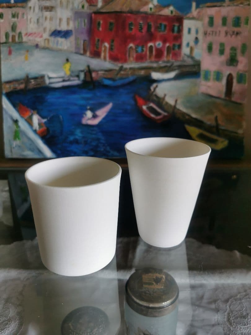 黒田泰蔵？ 白磁 端正な酒器 カップ オブジェ WASASABI購入 ２客セット