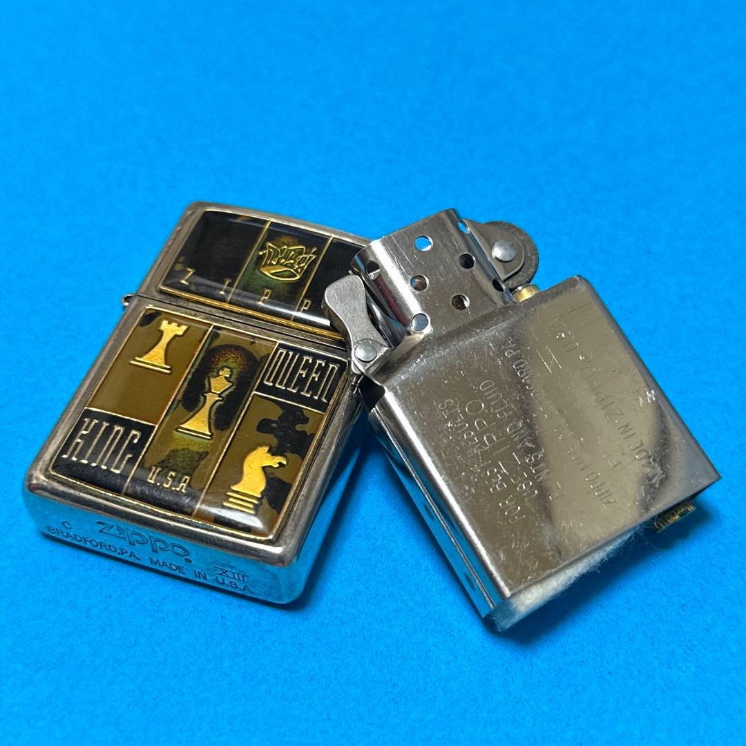 ビンテージ ZIPPO CHESS KING メタル貼り 1996年型