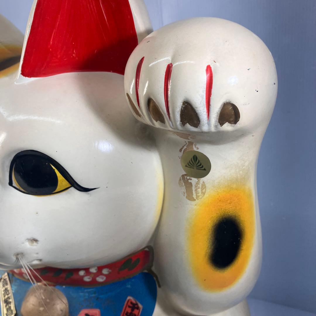 【特大！】招き猫　左手　置物　開運　縁起物　千万両　昭和レトロ　インテリア