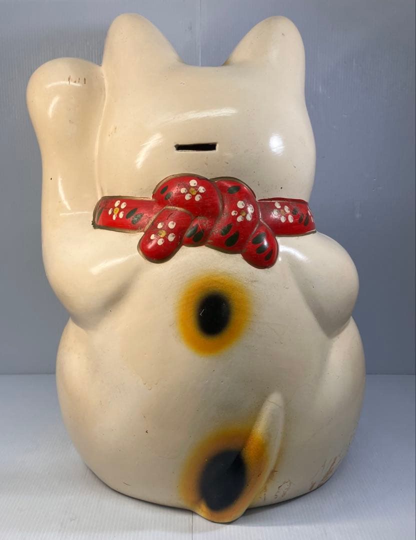 【特大！】招き猫　左手　置物　開運　縁起物　千万両　昭和レトロ　インテリア