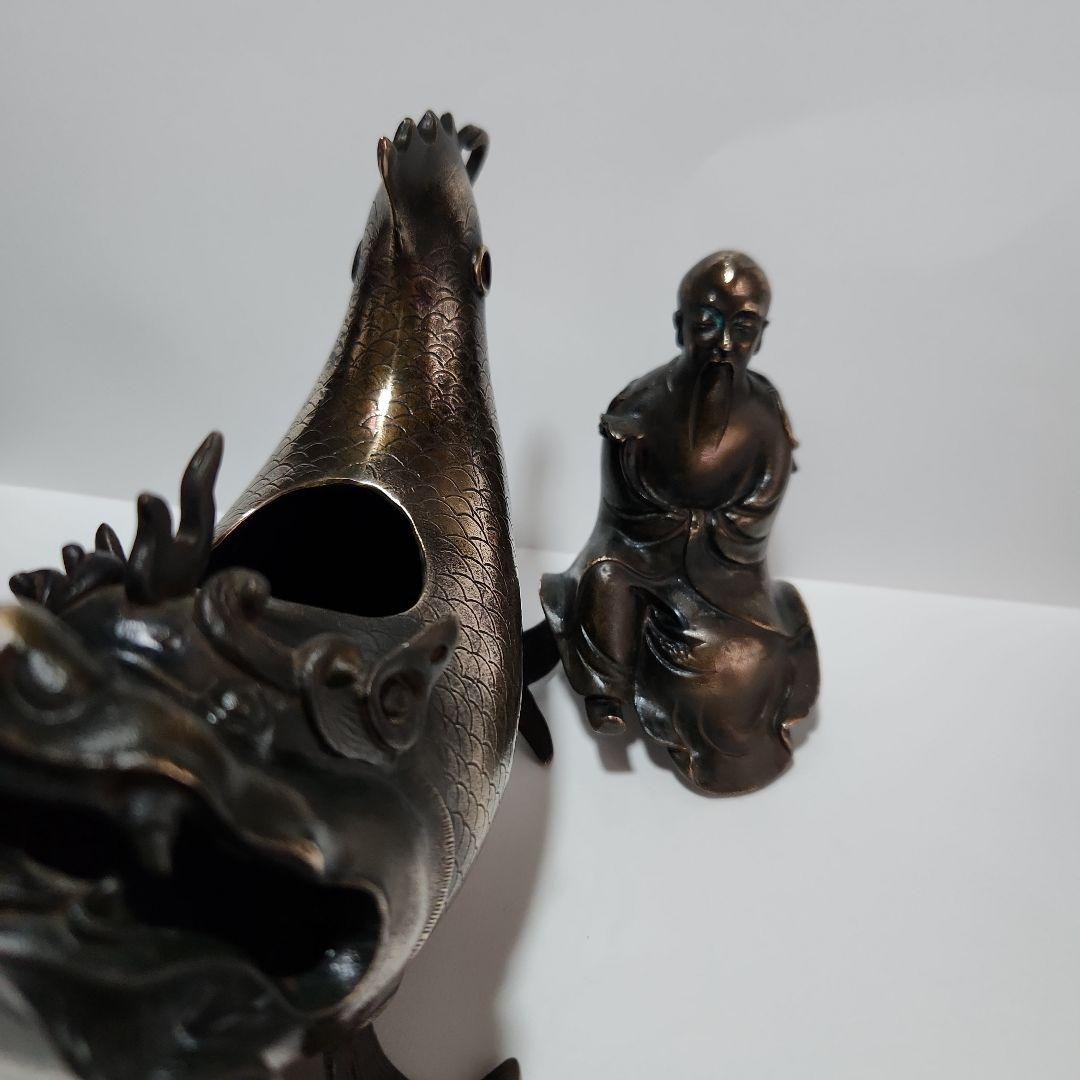 亀文堂　鯉仙人　金属製香炉