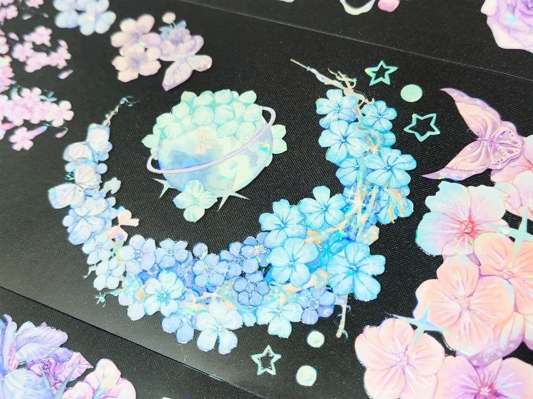 切売 247★ 海外 マスキングテープ マステ PET 装飾 藤 月 花 贝壳光