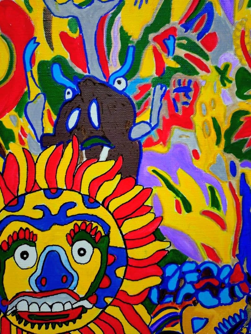 【F6号】ジミー大西【サークル】手描き/表裏サイン有/油彩/アクリル/絵画/額縁