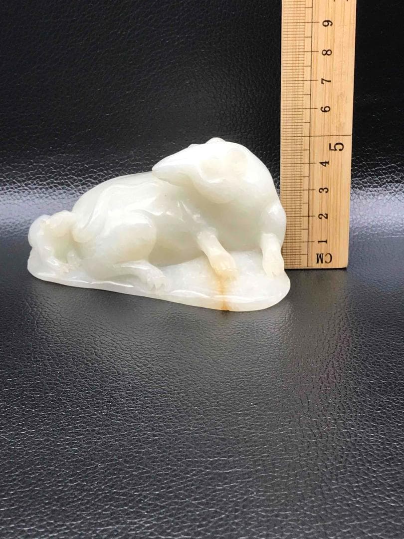 清時代　和田玉　瑞鼠　和田白玉彫り　古玉石　時代物　賞物　中国古美術(F-32)