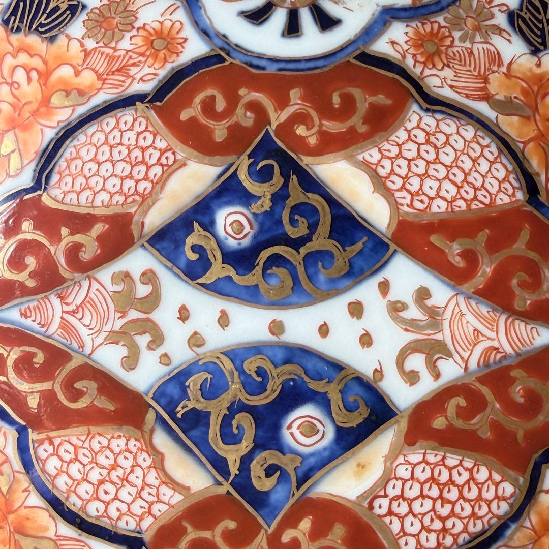 明治後期　オールド香蘭社　染錦牡丹文菱形皿　桐箱付　絢爛豪華　アンティーク食器