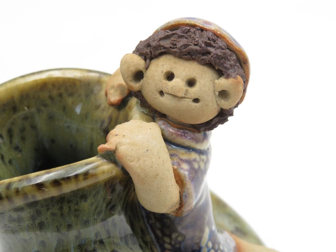 砥部焼 森元 青芳 花瓶 花入れ 小物入れ 陶器 置物 オブジェ 青芳人形