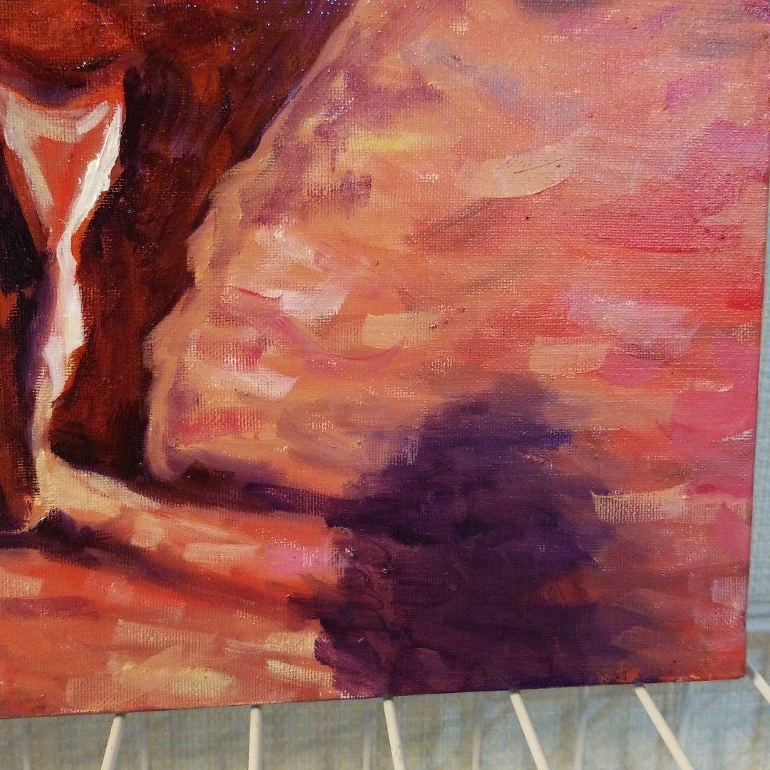 油絵　専用　夕方帰る子豚