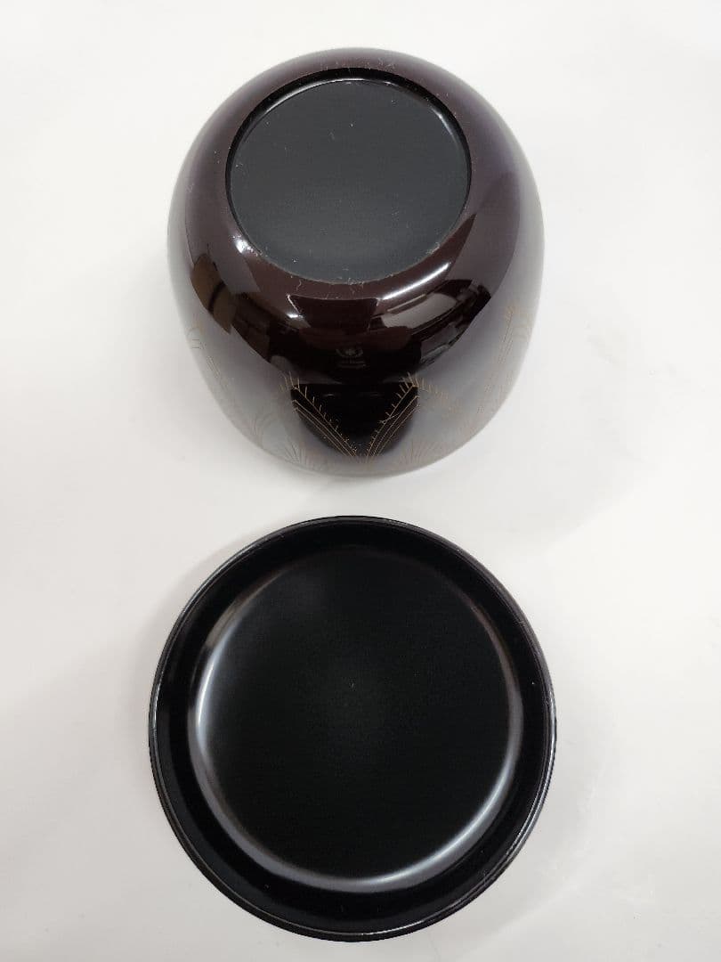 Y951‐7 茶道具 関翠雲 溜塗 金蒟醤 棗 共箱 UUU