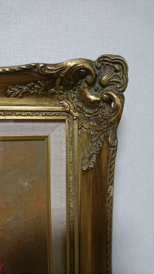 【送料込み】絵画 油絵 額縁付き 薔薇 クリスマスプレゼント