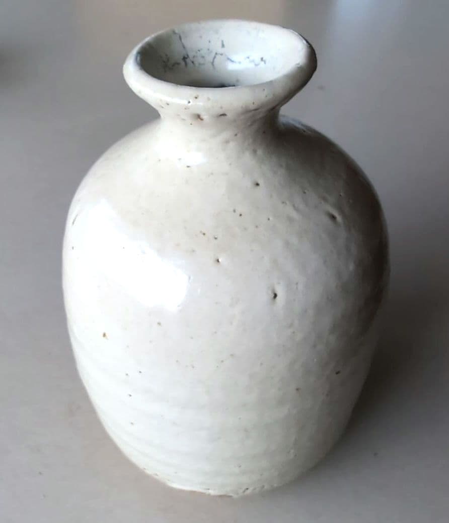 豊前上野焼　珍しい藁白釉　渡髙久　酒器セット　徳利1　お猪口2
