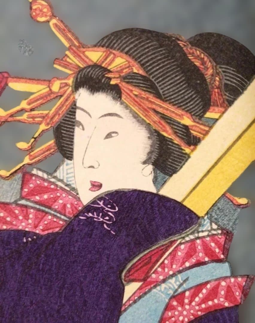 浮世絵版画、よし原十二月の内花見月落合芳幾画、明治2年（1869)出版