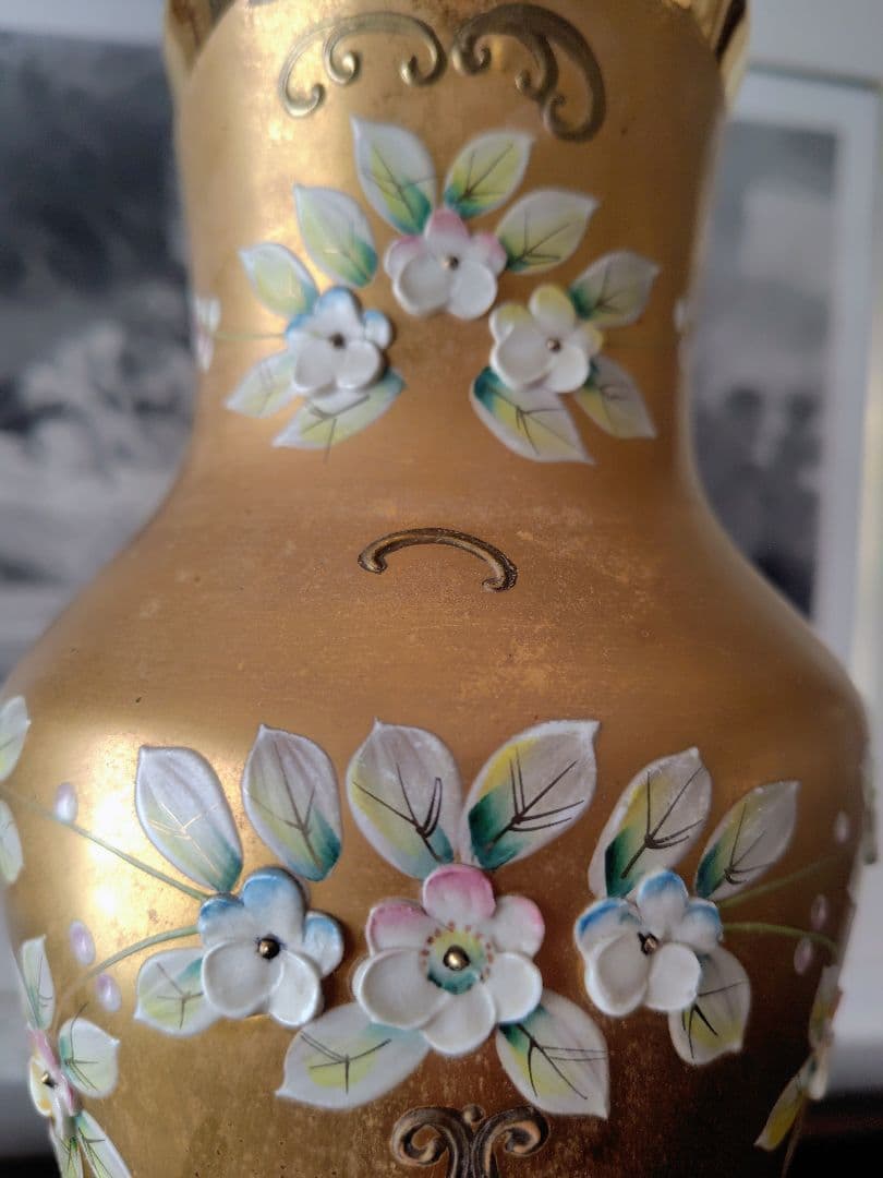 ♥チェコスロバキア製　ボヘミアガラス花瓶　Ｈ３１．５cm