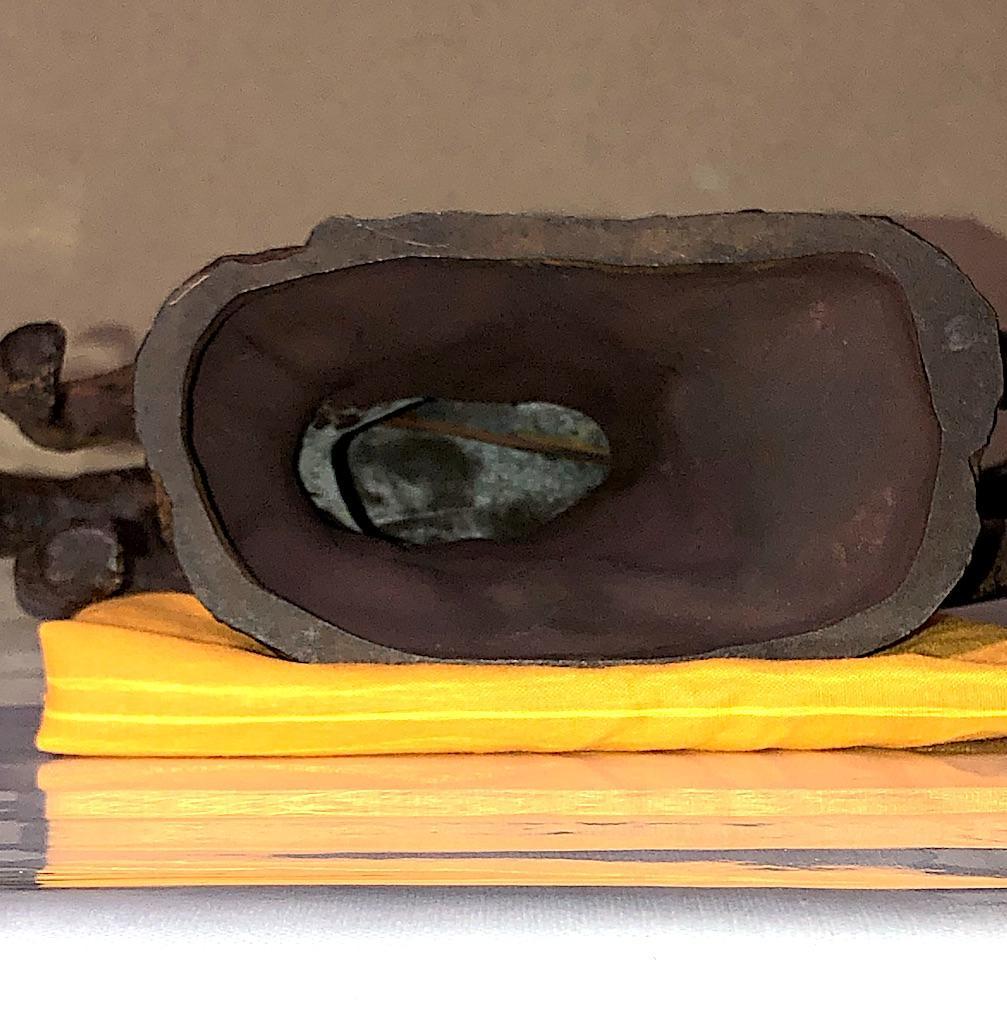 置物 ブロンズ　銭亀賢治 作　「雅風」　共箱　無傷　在銘。