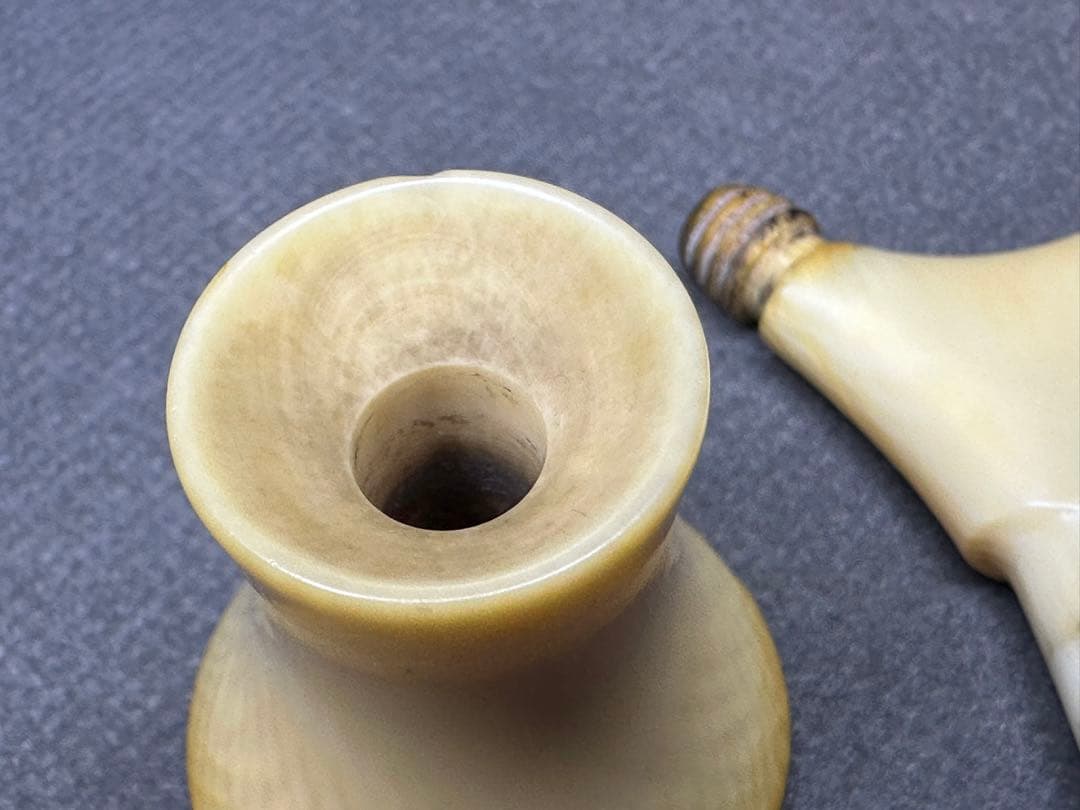 極上　戦前　聴診器　根付　天然素材　アンティーク　骨董　飾り物　細密細工　彫刻