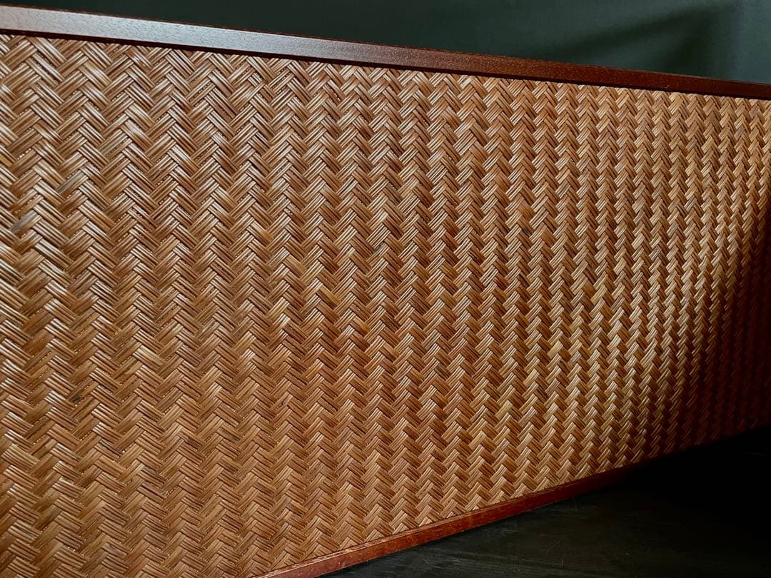 【美品】「母」 利休梅 網代 両面使い 上透かし 清満 風炉先屏風(121⑥)