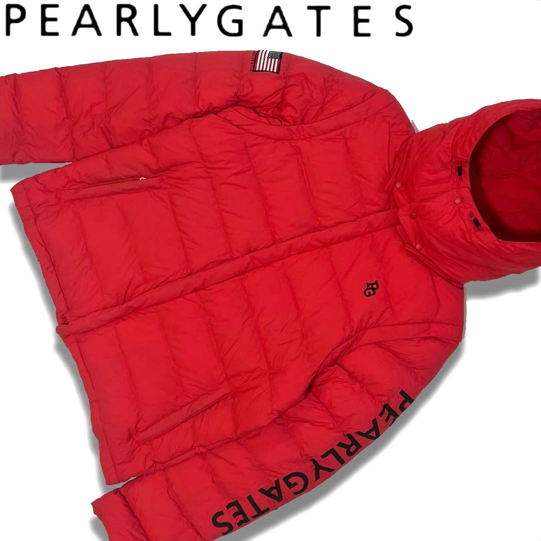 Pearly gates パーリーゲイツ　ダウンジャケット　メンズ　ロゴ　赤　L
