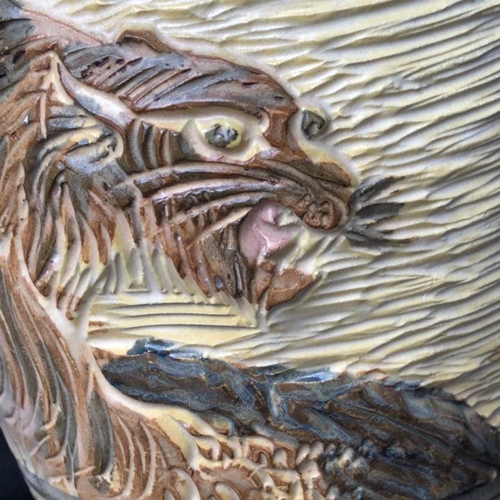 人間国宝級◆蔵から凄い迫力のある虎の壺が出てきた、壺、花瓶、花道具、茶道具