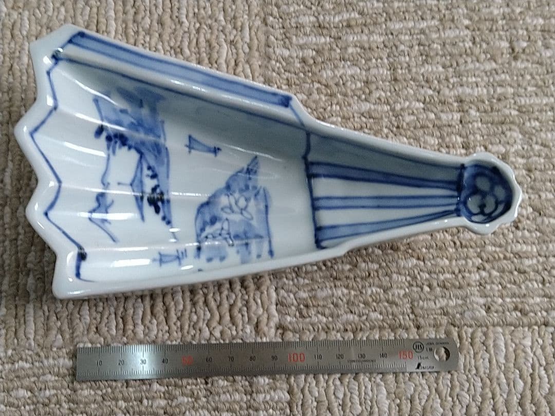 和食器　半開扇皿　末広向付　古染付　五客　共箱