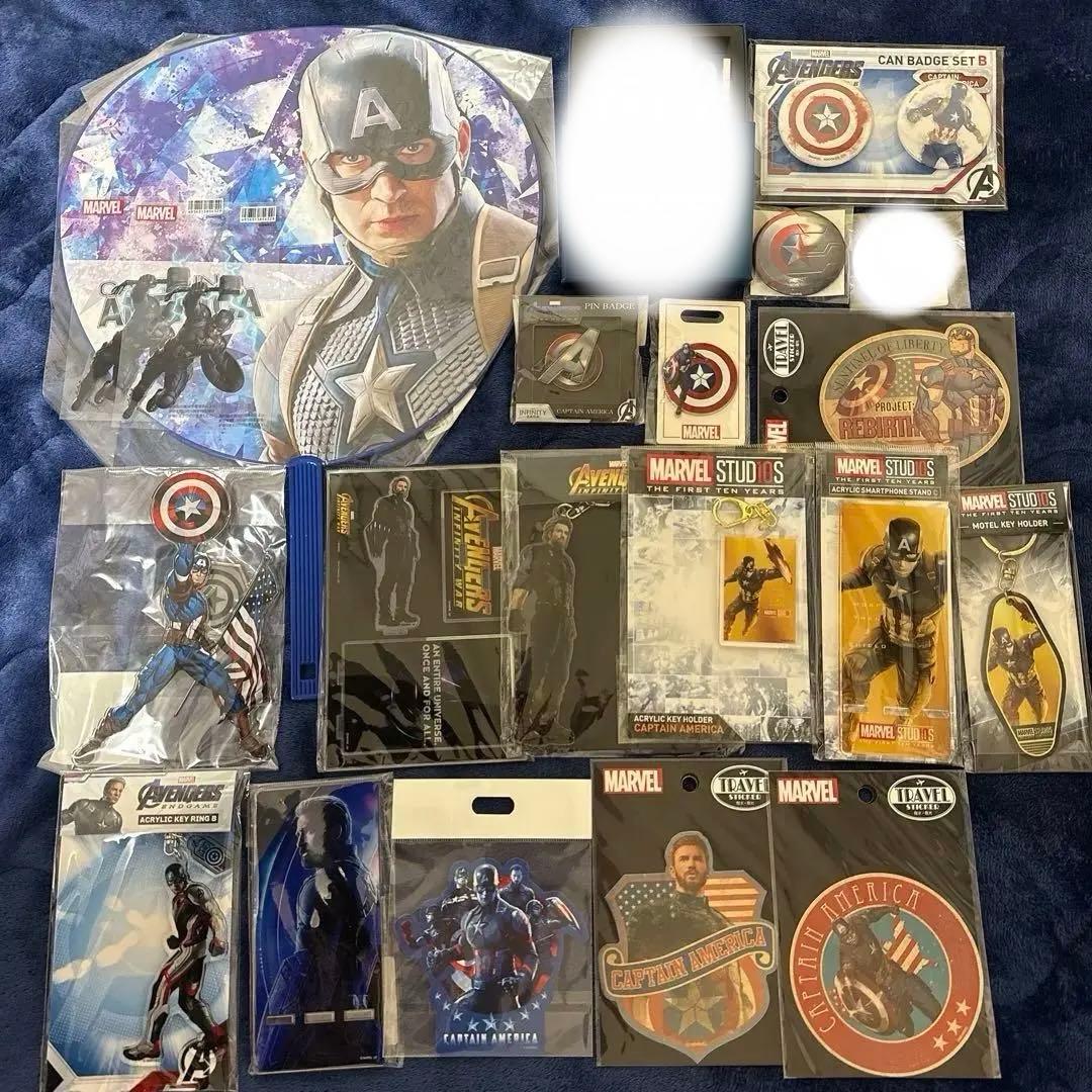 キャプテンアメリカ　グッズ　アクリルスタンド　缶バッジ　マーベル　アベンジャーズ