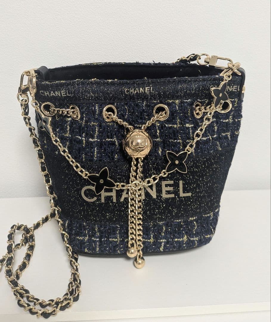 レア　非売品 CHANEL ノベルティ ネイビー　ツイード バケットバッグ